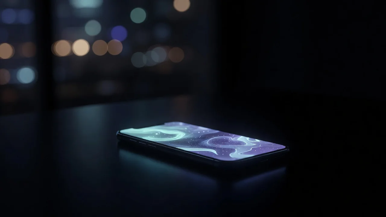 1win Login: Sign In, Registration and Account Recovery Close-up of a smartphone lock screen glowing in a dark room